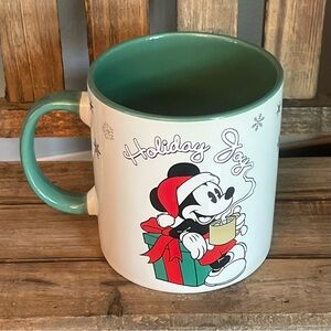 Disney Holiday Joy Mickey Mouse Green Interior White Holiday - Christmas Mug